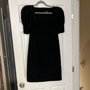 VINTAGE CACHET BY BARI PROTAS Black Puff Sleeve Sweetheart Dress